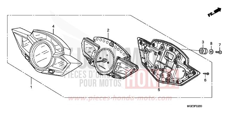 COMPTEUR de VFR1200F DCT CANDY PROMINENCE RED (R342) 2010
